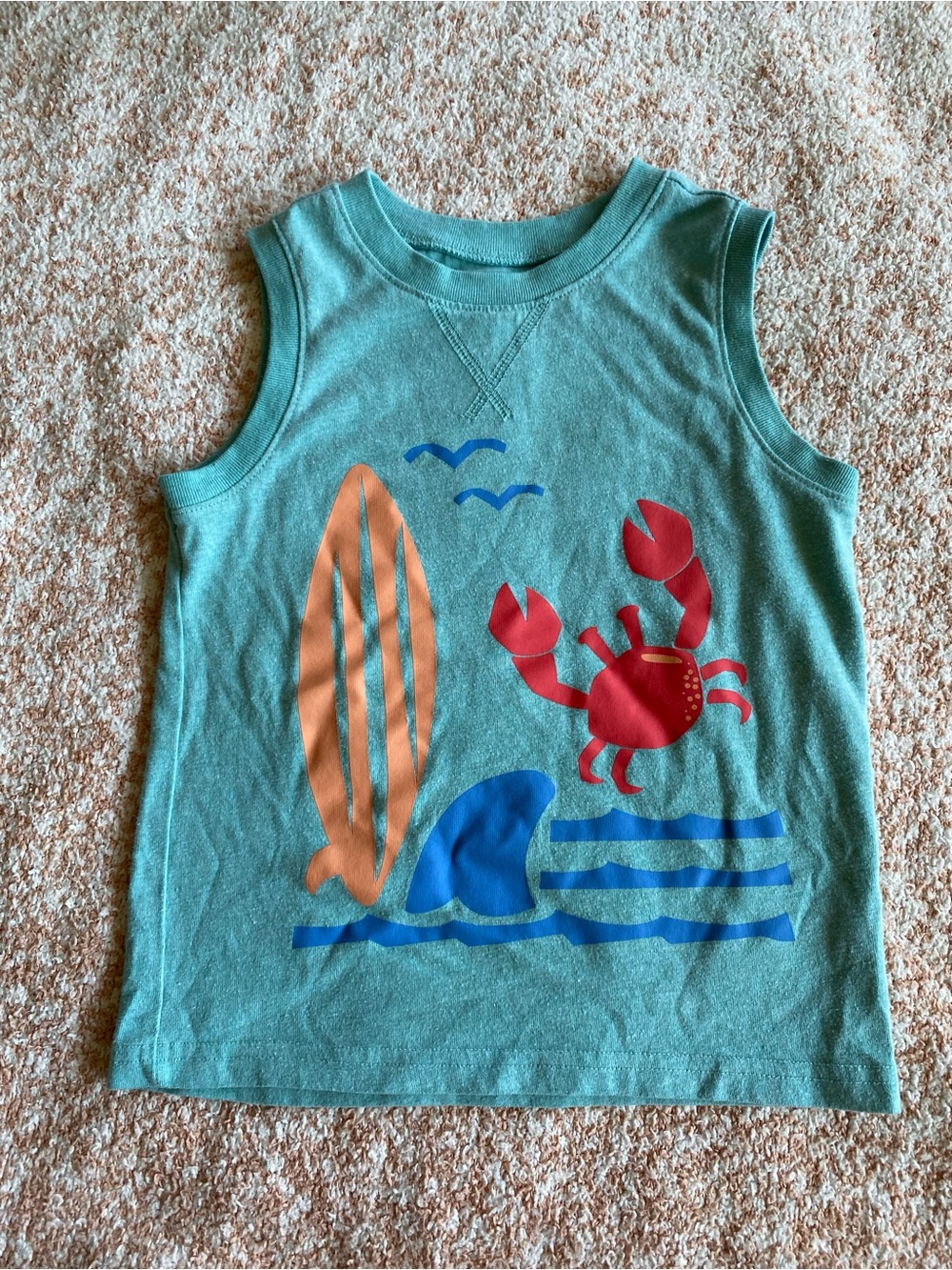 Garanimals boys Kids Sleeveless Tank Top with Surf Crab Graphic - Teal